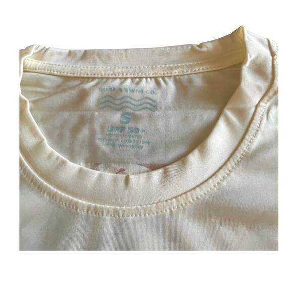 NEW Surf & SWIM TEE Long Sleeve SM Mens Womens Yellow Ocean Palm T Shirt UPF 50+ - Picture 8 of 10
